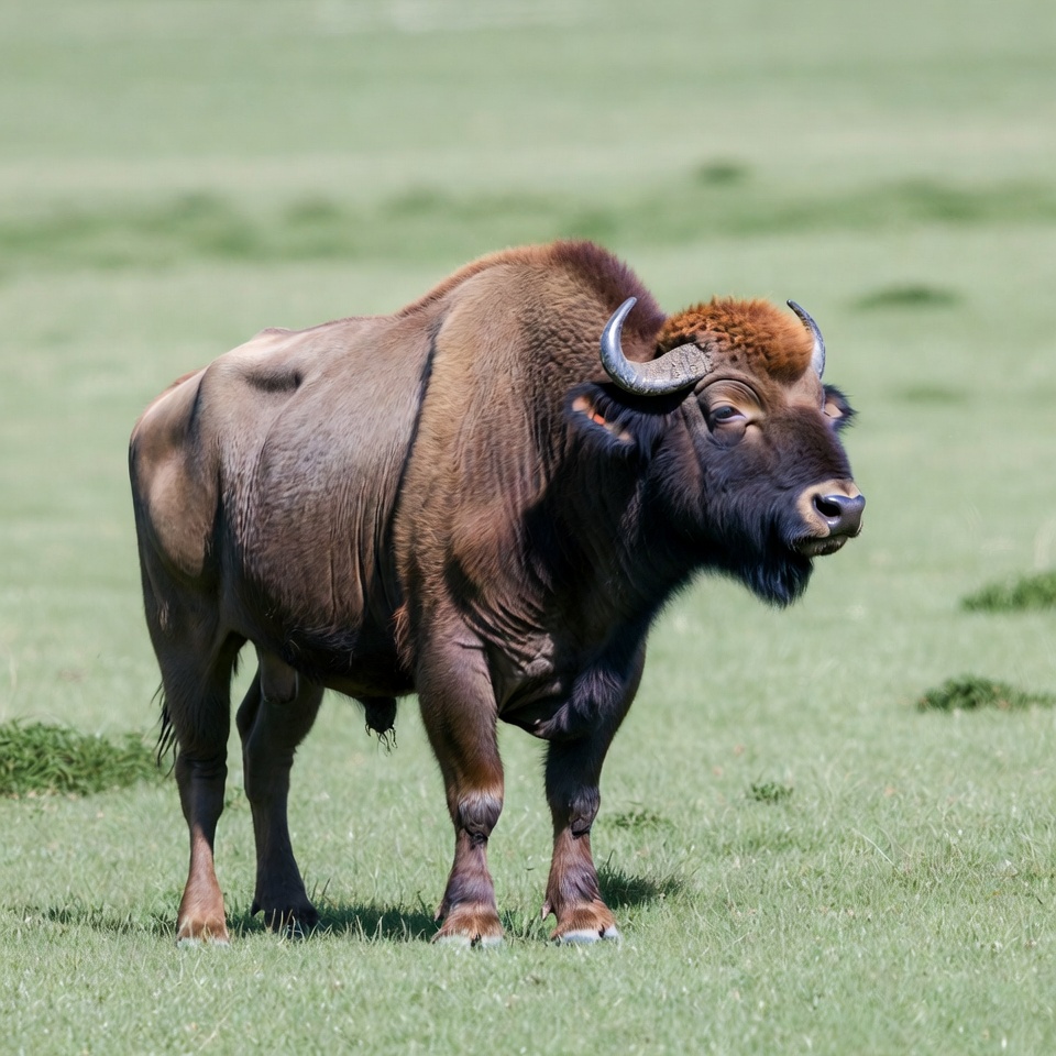 Bison standing in green grass Bison standing in green grass