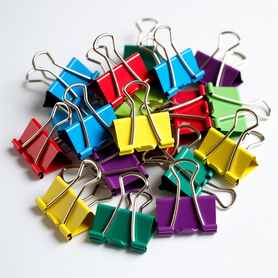 Colorful binder clips pile Colorful binder clips pile