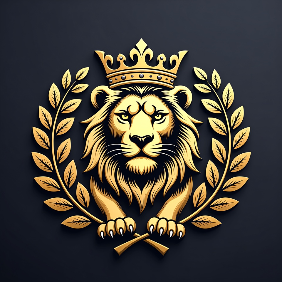 Golden Lion Head with Crown and Laurels Golden Lion Head with Crown and Laurels