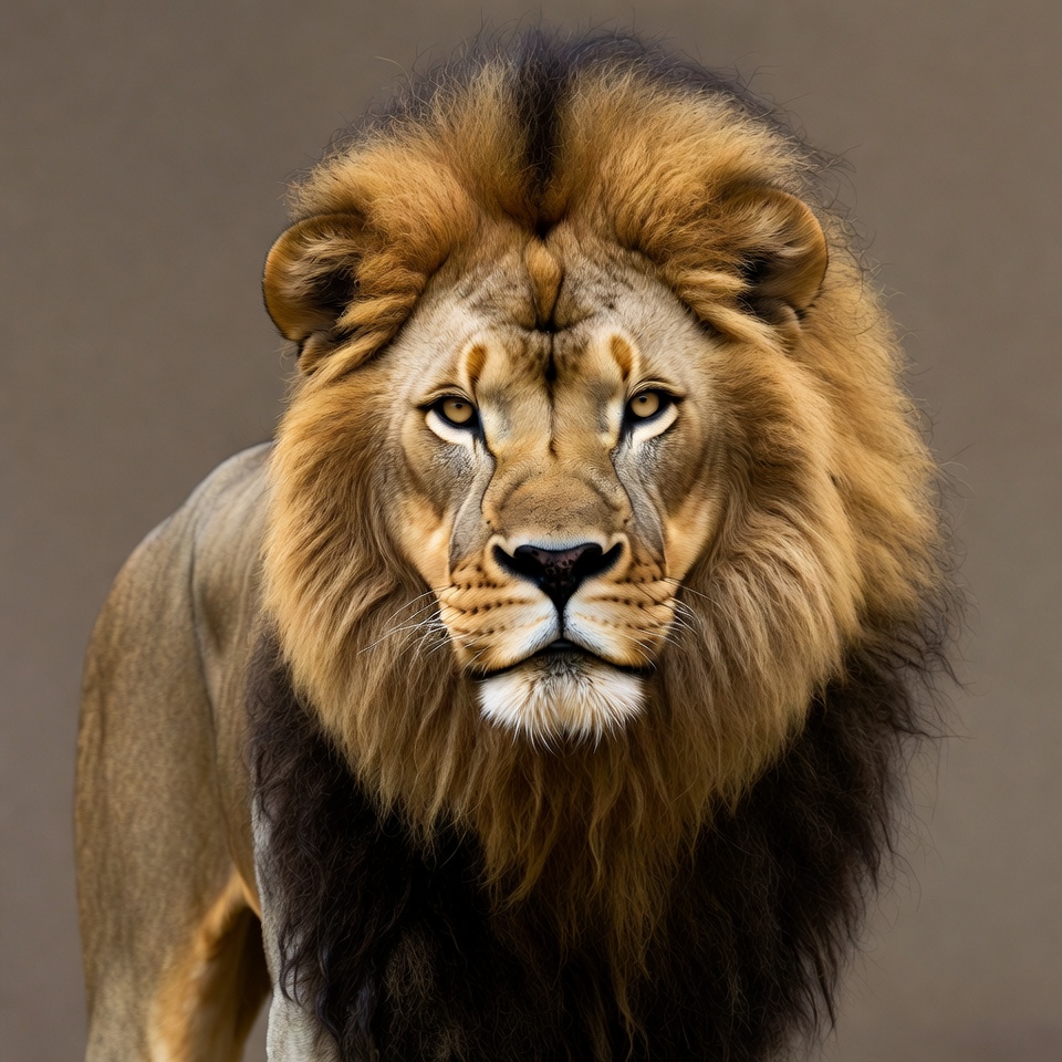 Majestic lion with thick mane Majestic lion with thick mane
