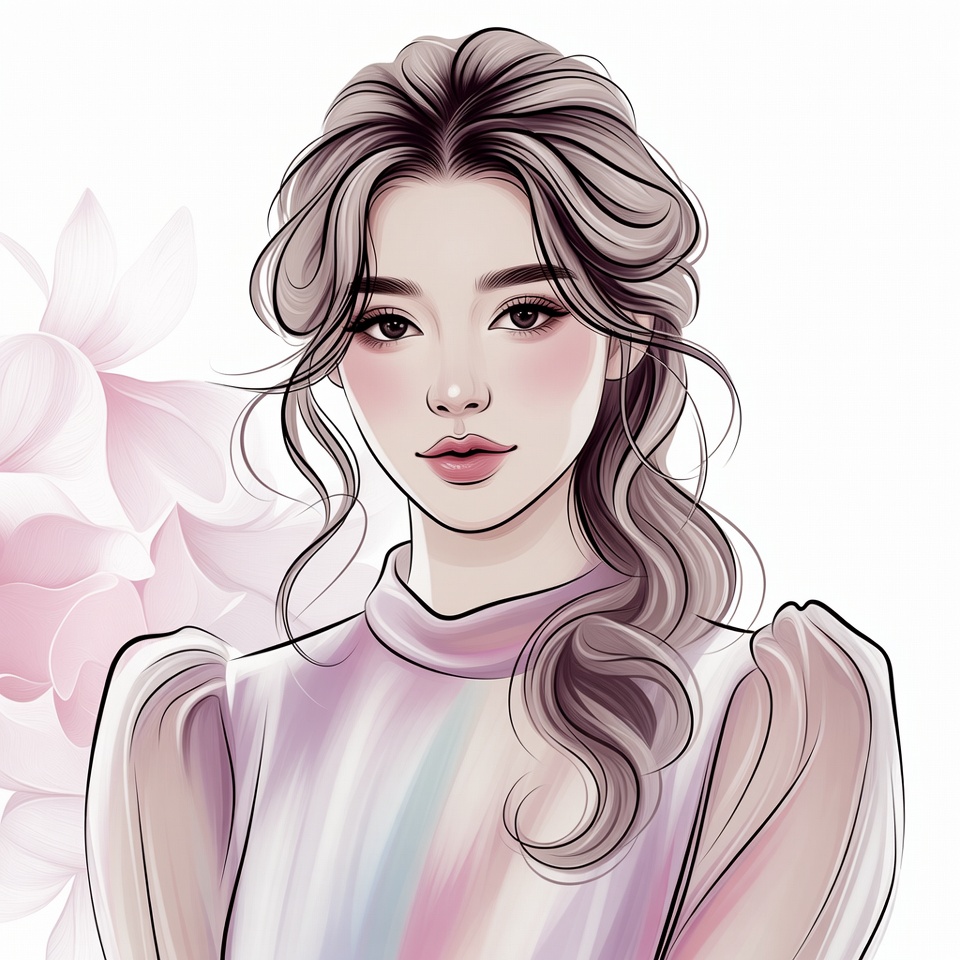 Asian woman with pink flowers Asian woman with pink flowers