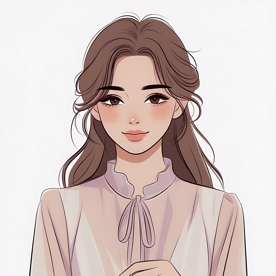 Asian woman in sheer collared blouse Asian woman in sheer collared blouse