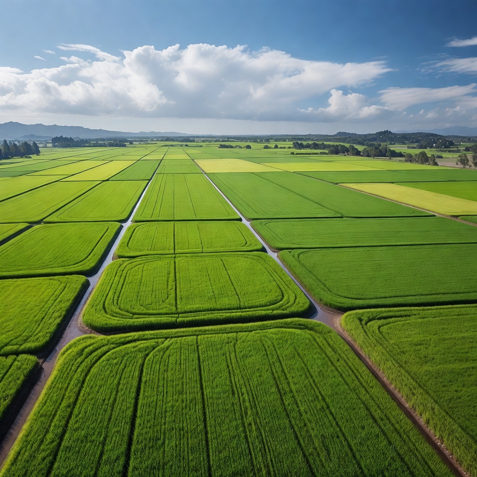 Aerial View of Rice Paddy Fields Aerial View of Rice Paddy Fields