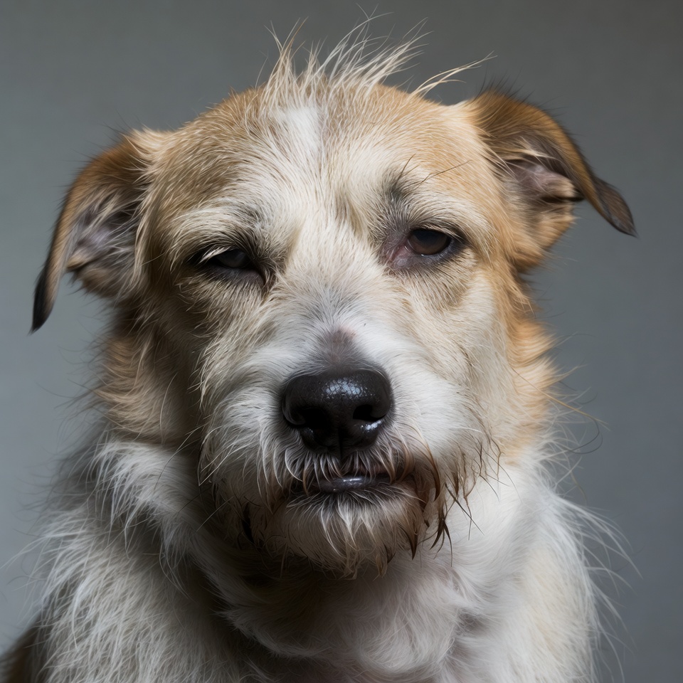 Sleepy mixed breed dog closeup Sleepy mixed breed dog closeup