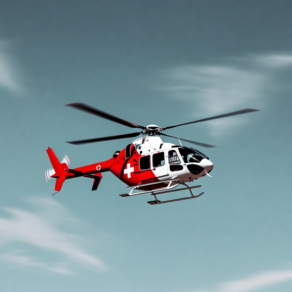 Swiss Air Rescue Helicopter Flying Swiss Air Rescue Helicopter Flying