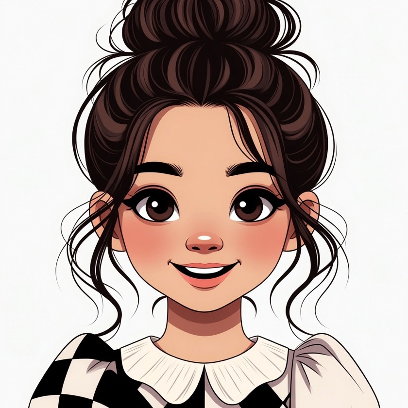 Smiling Asian girl with messy bun Smiling Asian girl with messy bun