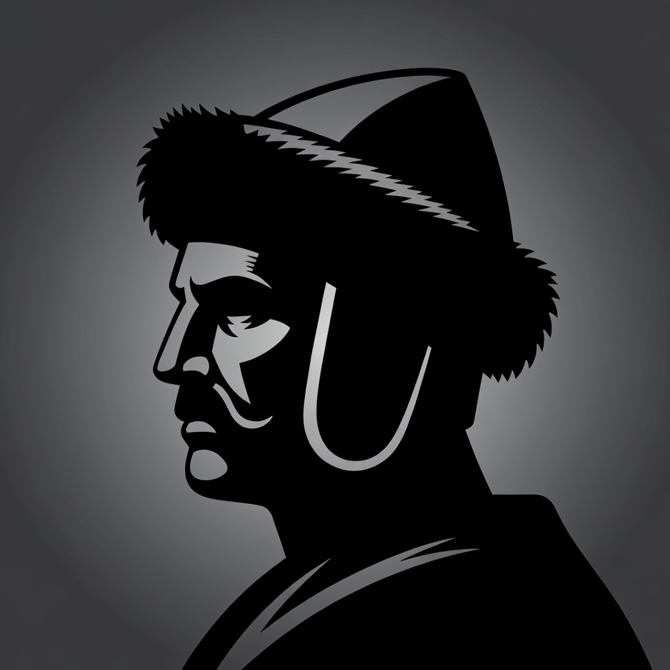 Man in fur hat silhouette Man in fur hat silhouette