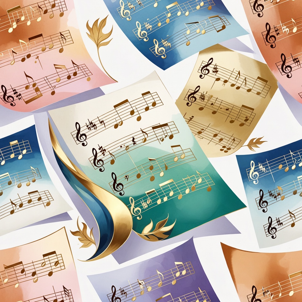 Colorful Musical Notes Sheet Papers Colorful Musical Notes Sheet Papers