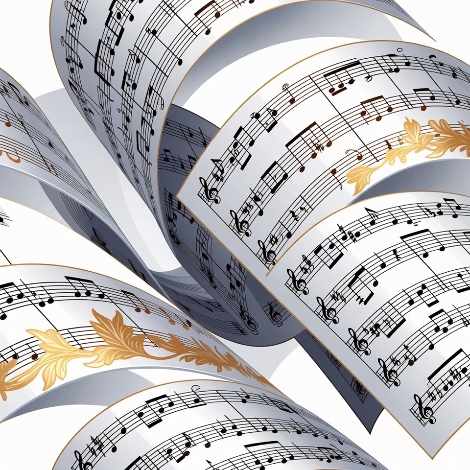 Swirling Sheet Music Illustration Swirling Sheet Music Illustration