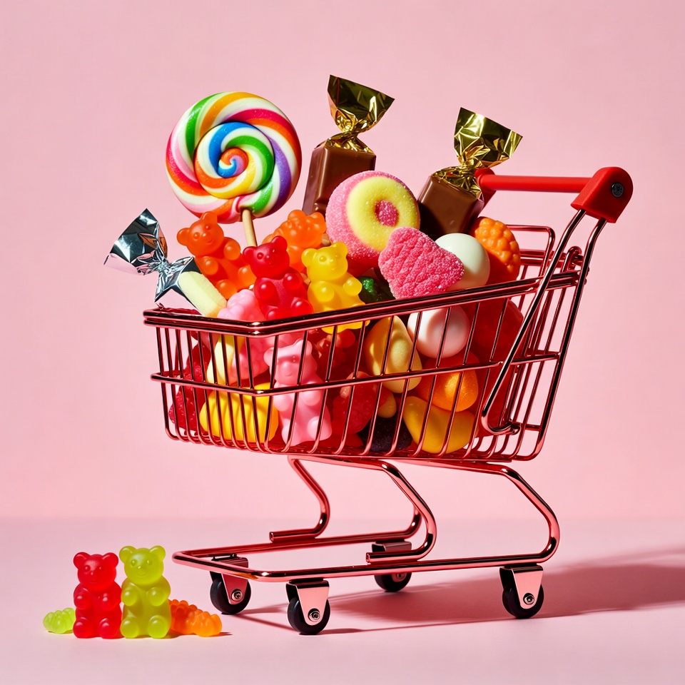 Shopping Cart Overflowing with Candy Shopping Cart Overflowing with Candy