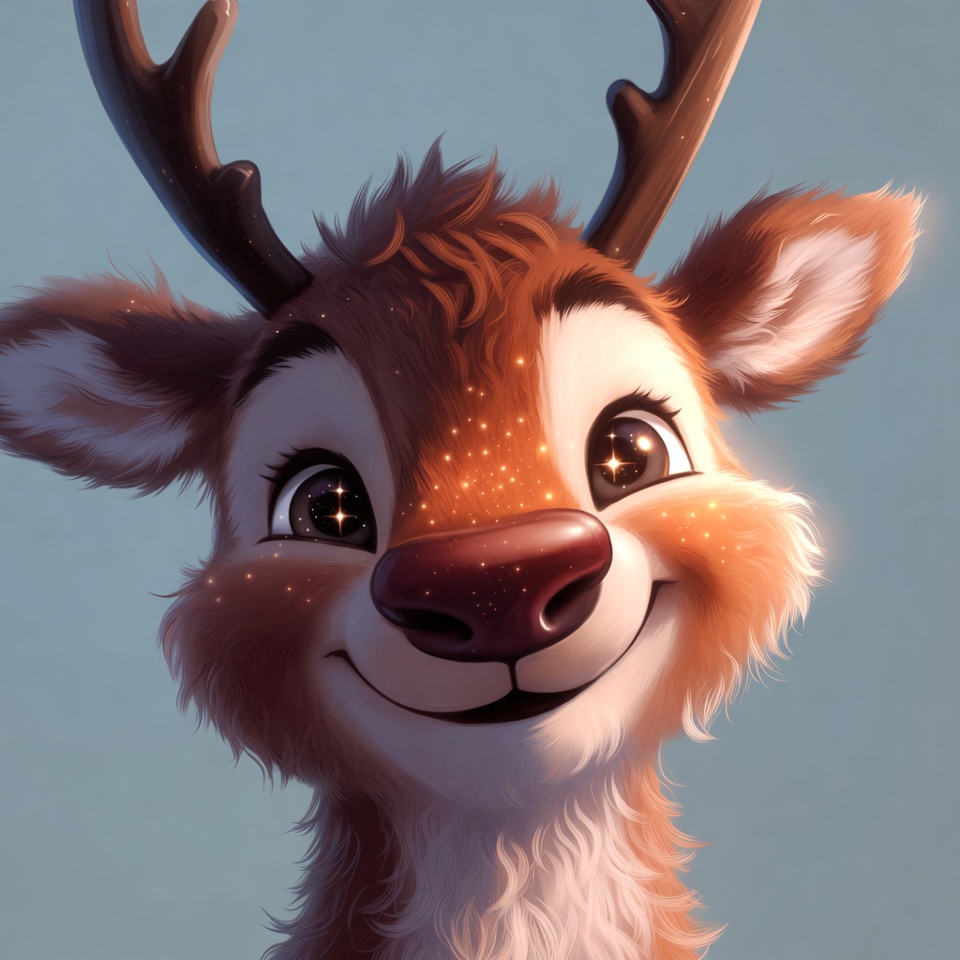 Cute cartoon reindeer smiling Cute cartoon reindeer smiling