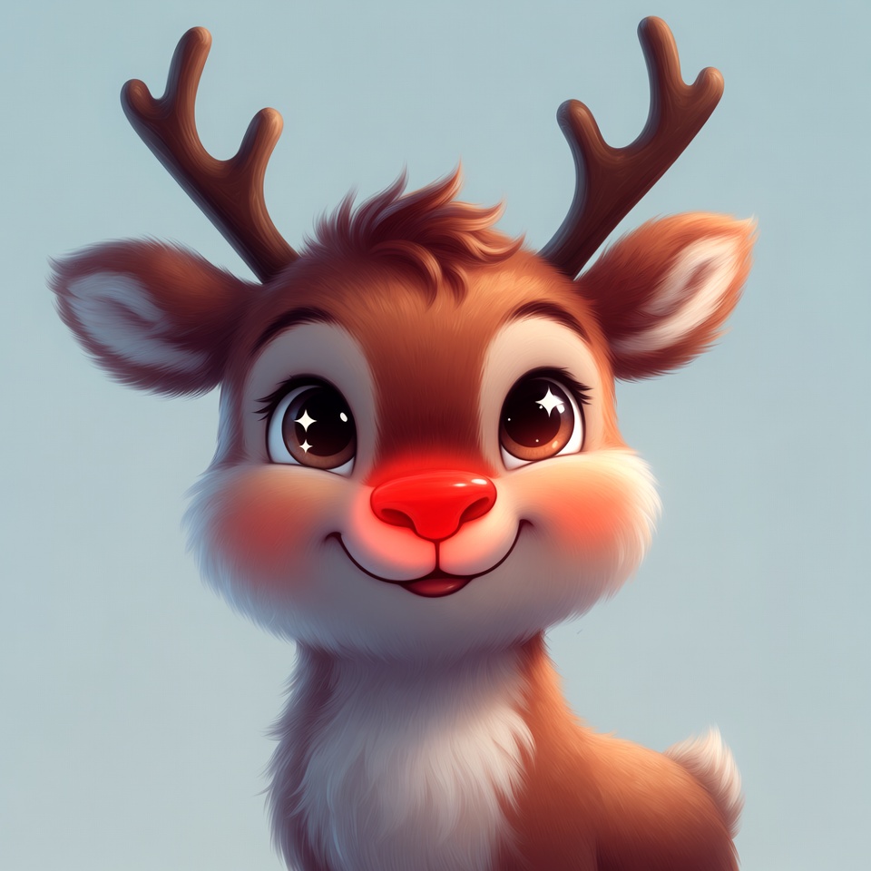Cute Rudolph Reindeer Illustration Cute Rudolph Reindeer Illustration