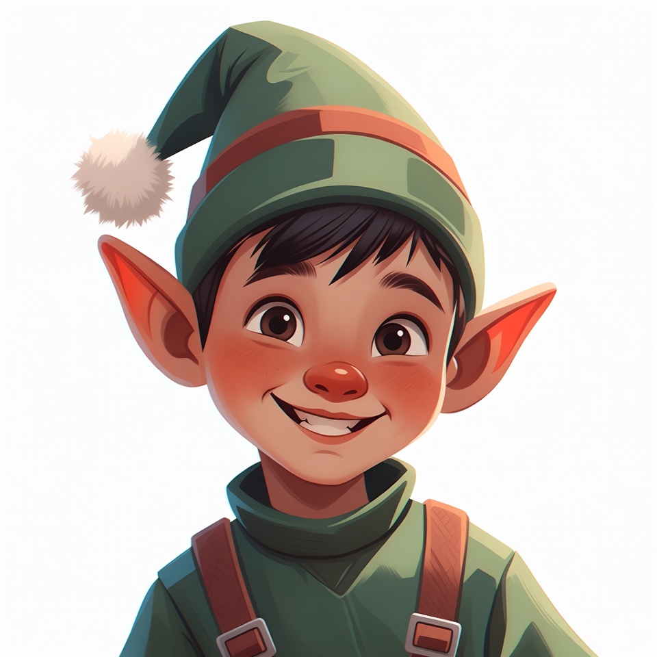 Smiling Cartoon Elf Boy Smiling Cartoon Elf Boy