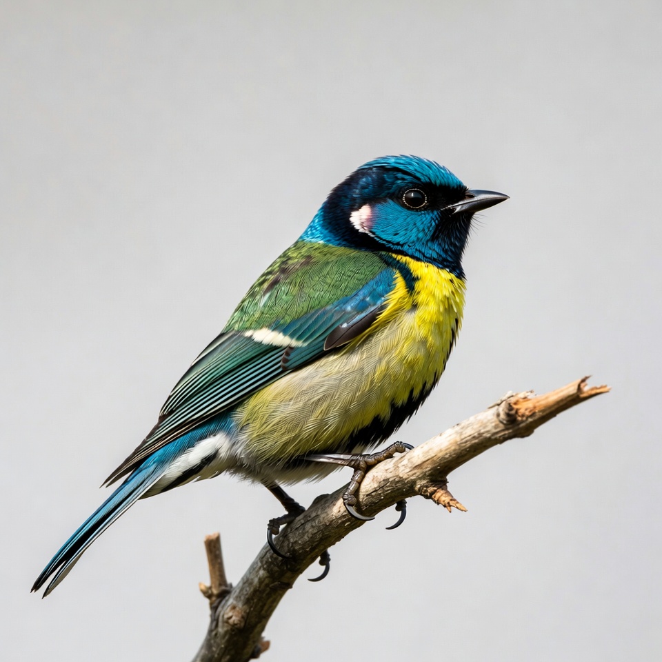 Colorful Blue-faced Parrotbill Perched on Branch Colorful Blue-faced Parrotbill Perched on Branch