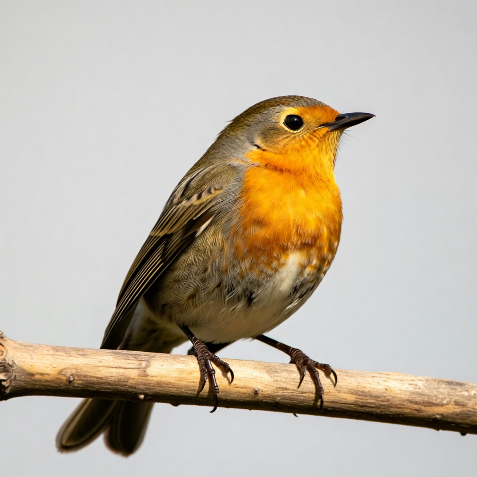 European Robin Perched on Branch European Robin Perched on Branch