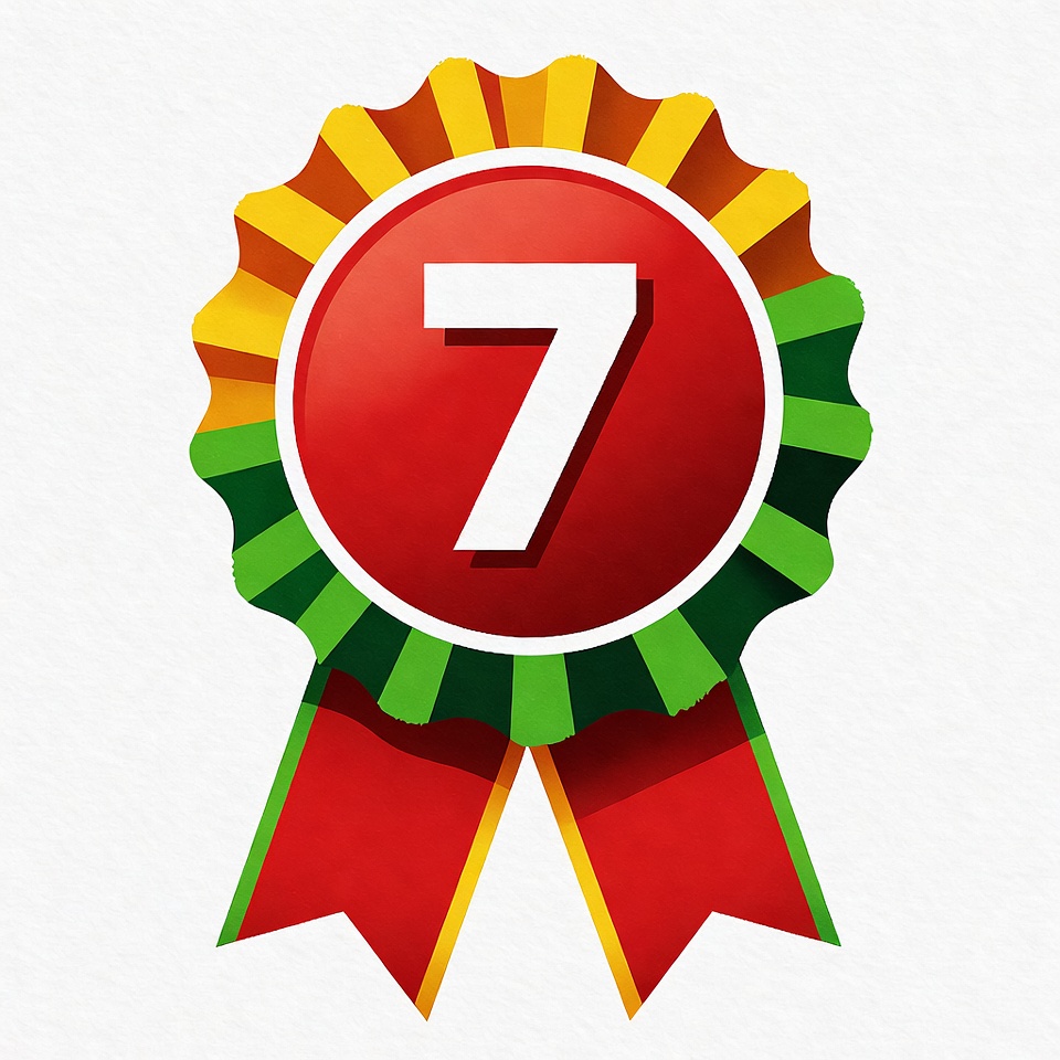 Number 7 Gold Ribbon Badge Number 7 Gold Ribbon Badge