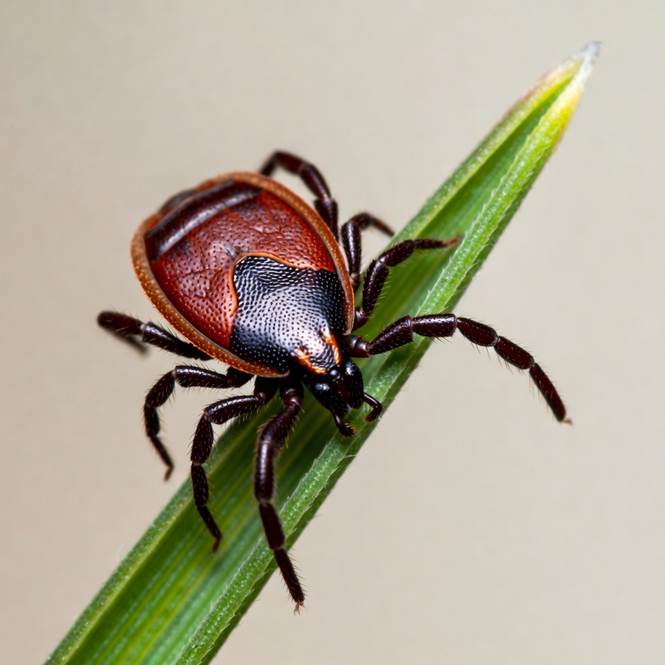 Blacklegged Tick on Grass Blade Blacklegged Tick on Grass Blade