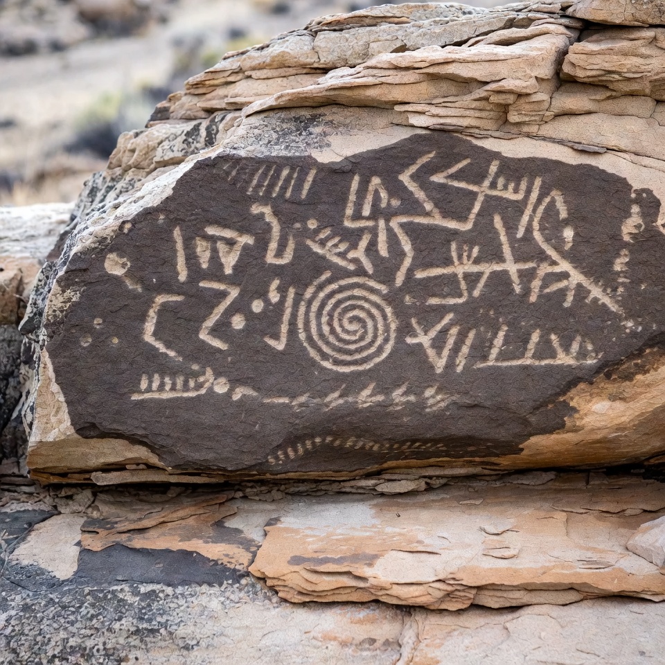 Ancient Petroglyphs on Desert Rock Ancient Petroglyphs on Desert Rock