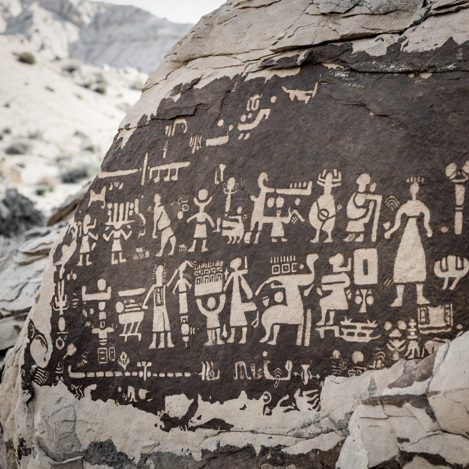 Ancient Petroglyphs on Desert Rock Ancient Petroglyphs on Desert Rock