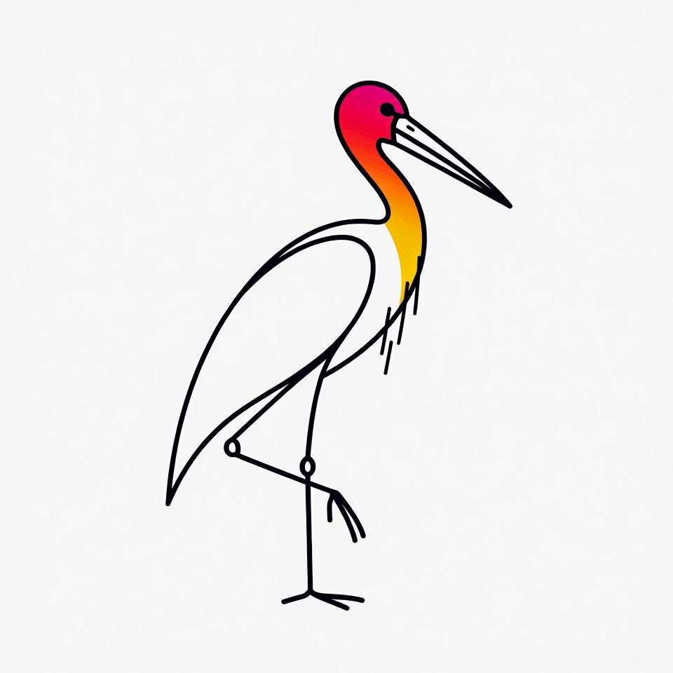Colorful Jabiru Stork Illustration Colorful Jabiru Stork Illustration