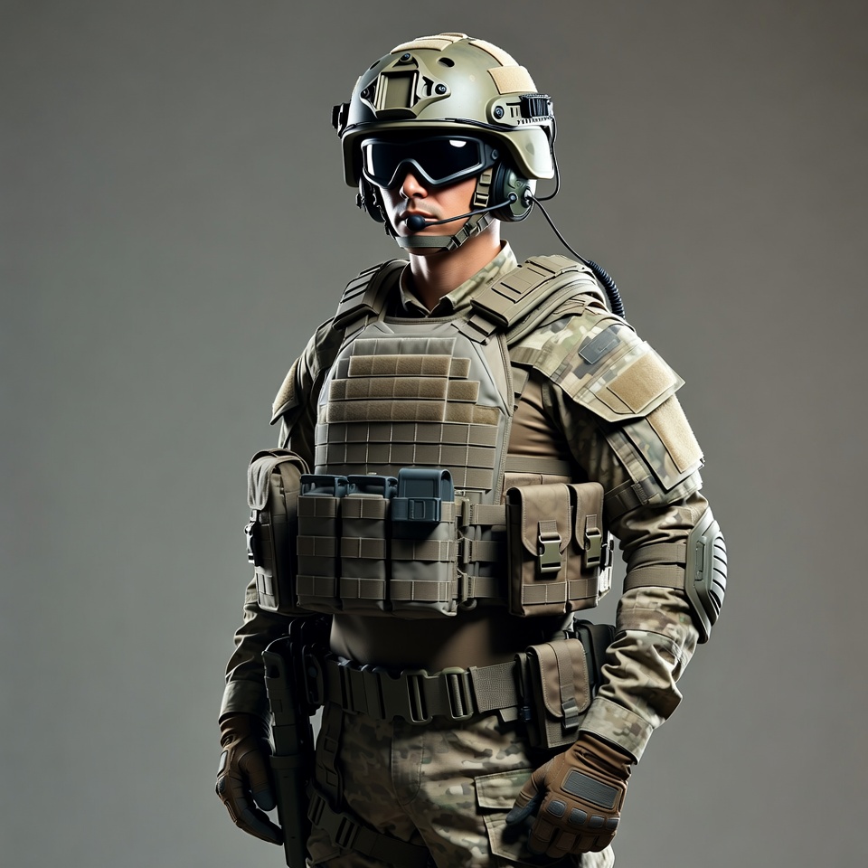 Soldier in tactical gear with rifle Soldier in tactical gear with rifle