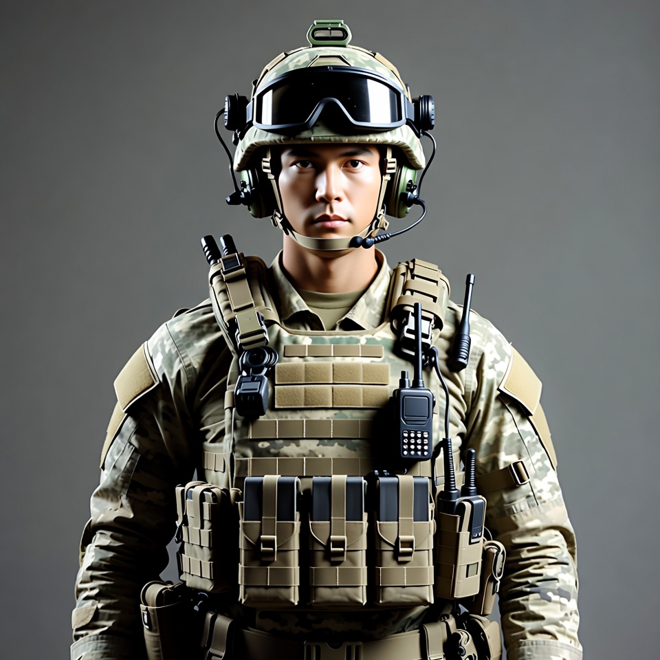 Asian soldier in tactical gear Asian soldier in tactical gear