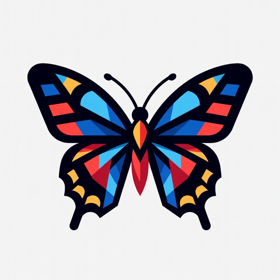 Colorful Stained Glass Butterfly Illustration Colorful Stained Glass Butterfly Illustration