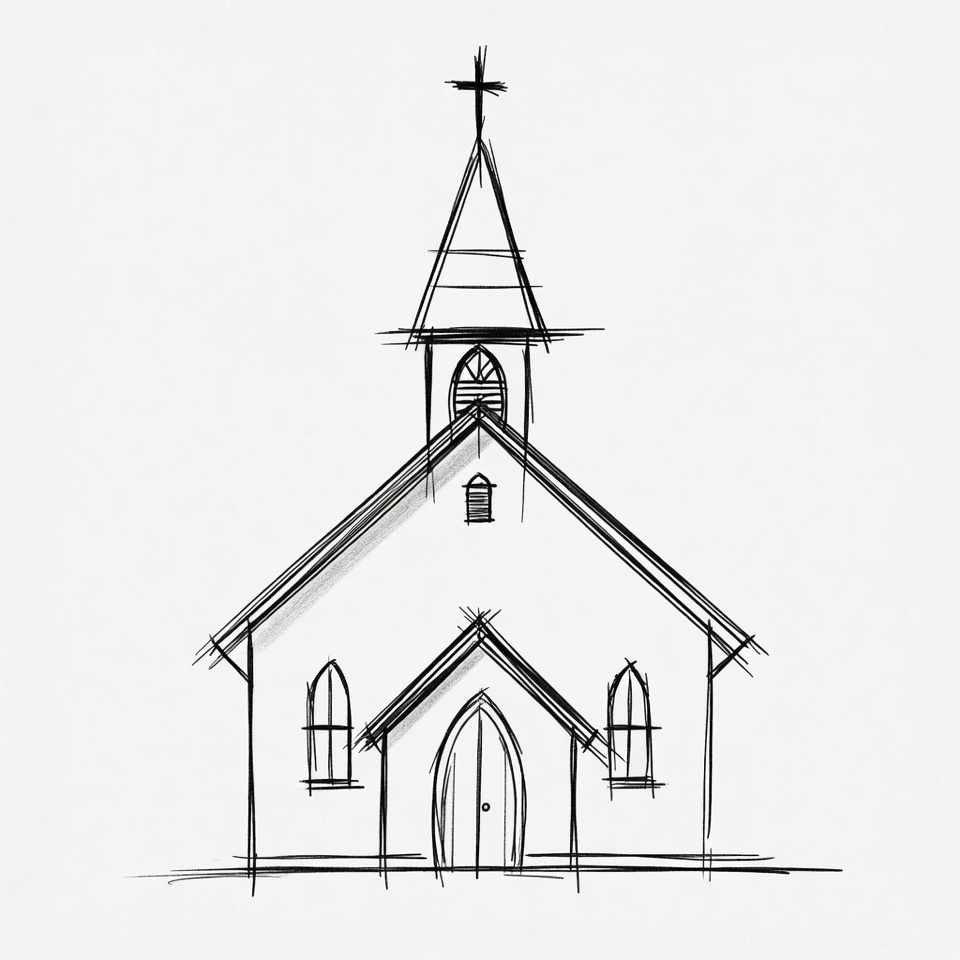 Church with Steeple Sketch Church with Steeple Sketch