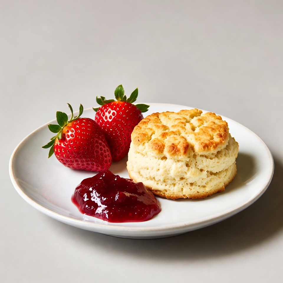 Strawberry Jam Biscuit on Plate Strawberry Jam Biscuit on Plate