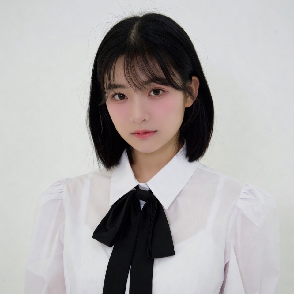 Asian woman in white blouse black bowtie Asian woman in white blouse black bowtie