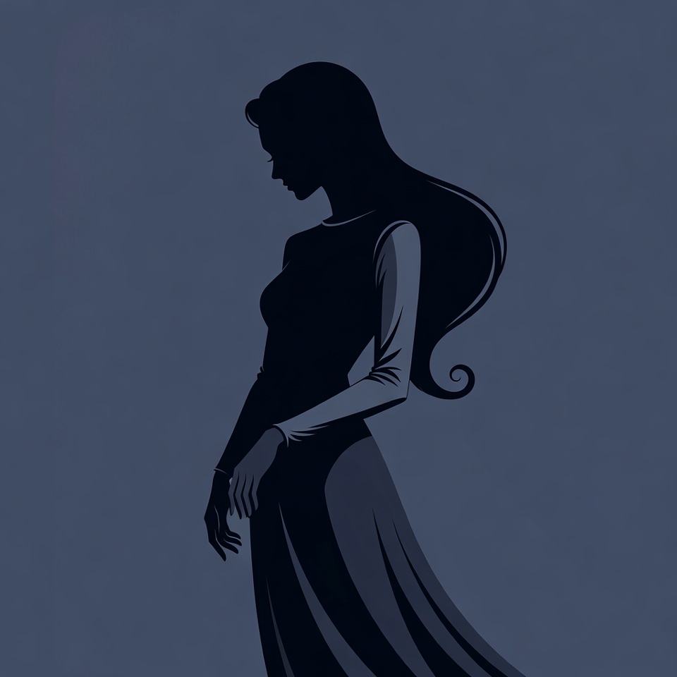 Silhouette of woman in long dress Silhouette of woman in long dress