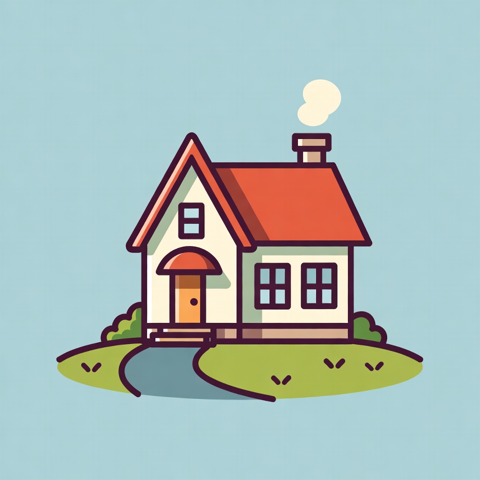 Cartoon house with red roof Cartoon house with red roof