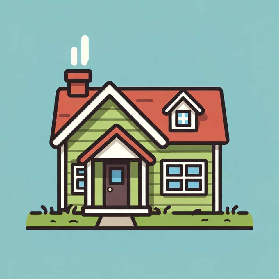 Green house with chimney illustration Green house with chimney illustration