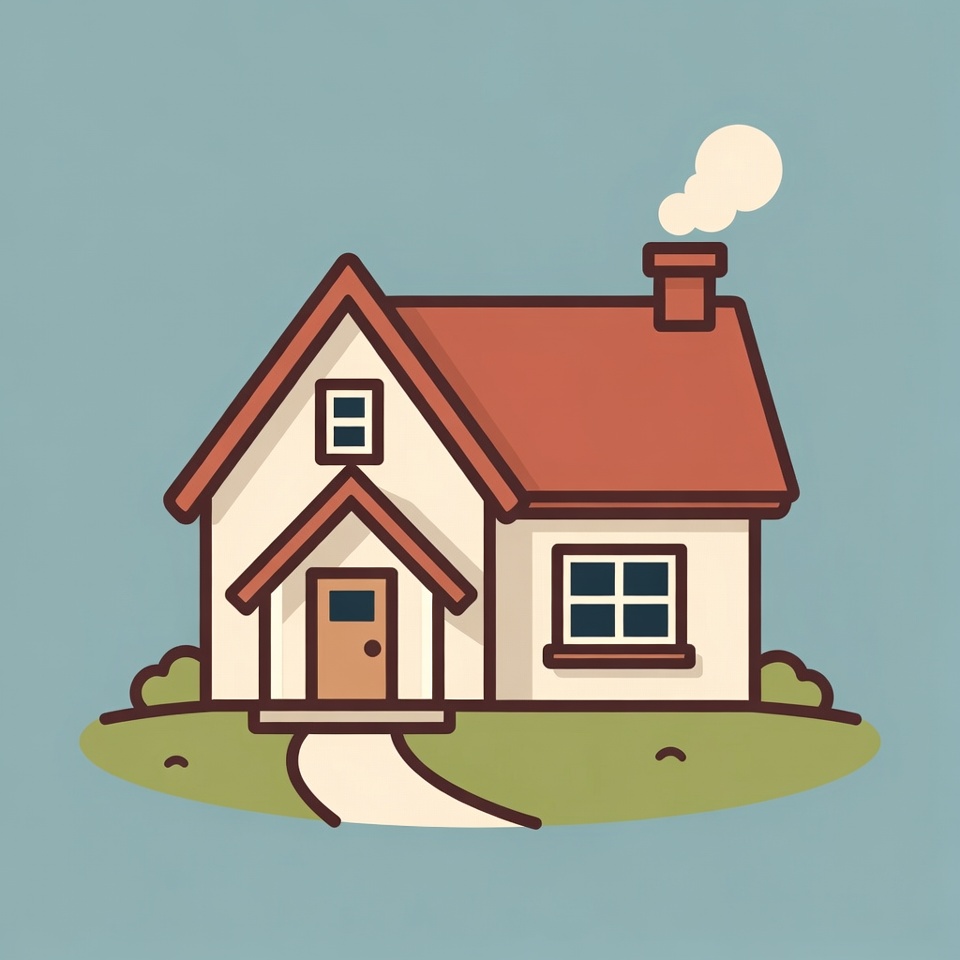 Cartoon house with chimney smoke Cartoon house with chimney smoke