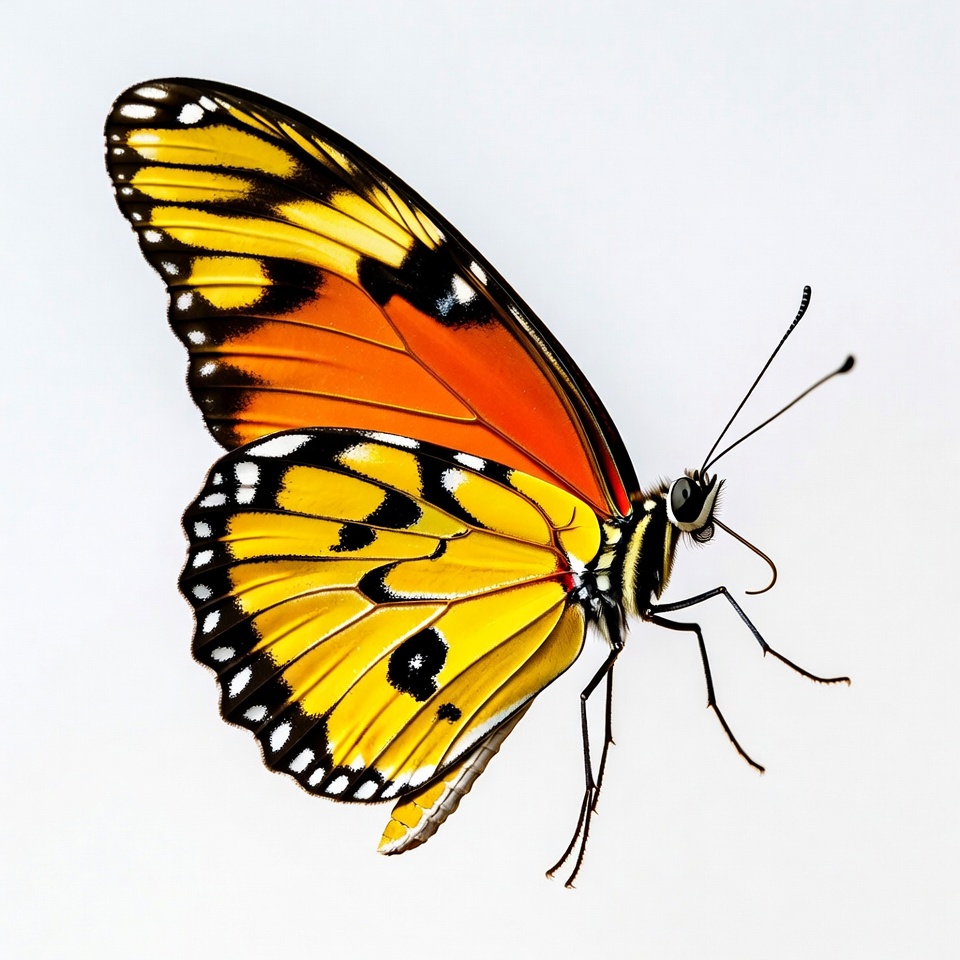 Yellow and Orange Butterfly Wings Spread Yellow and Orange Butterfly Wings Spread