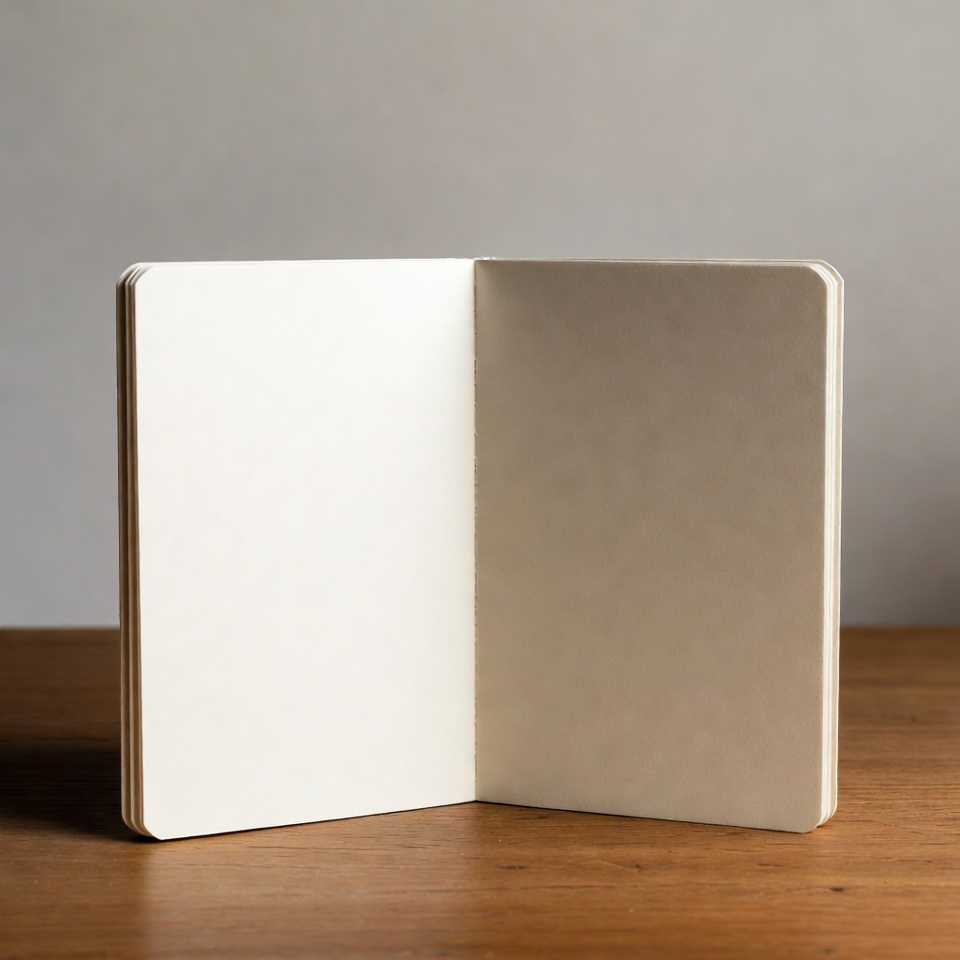 Open Blank Notebook on Wooden Table Open Blank Notebook on Wooden Table