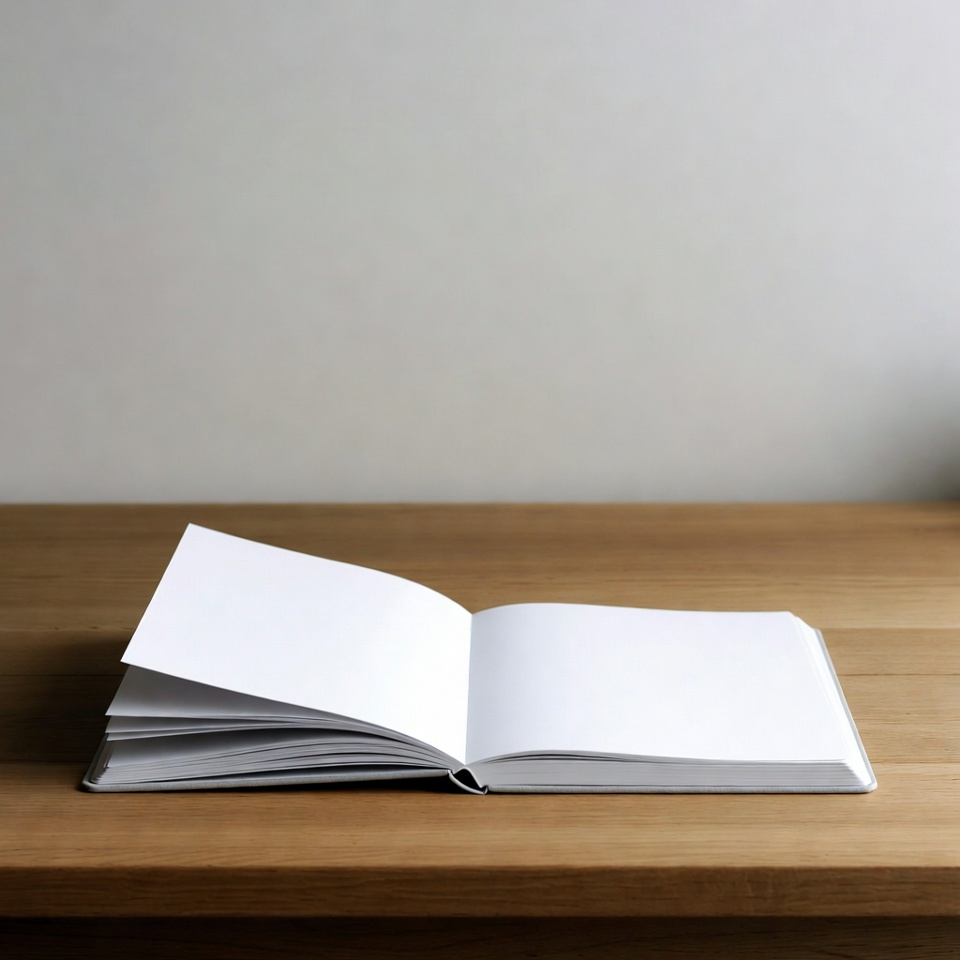 Open blank notebook on wooden table Open blank notebook on wooden table