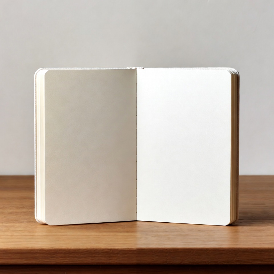 Open Blank Notebook on Wooden Table Open Blank Notebook on Wooden Table