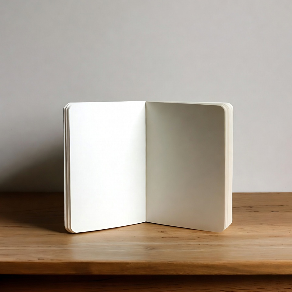 Open Blank Notebook on Wooden Table Open Blank Notebook on Wooden Table