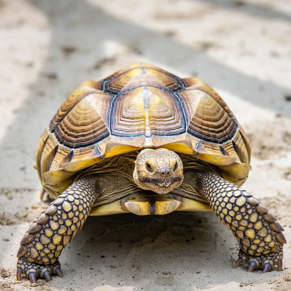 Sulcata Tortoise on Sandy Ground Sulcata Tortoise on Sandy Ground