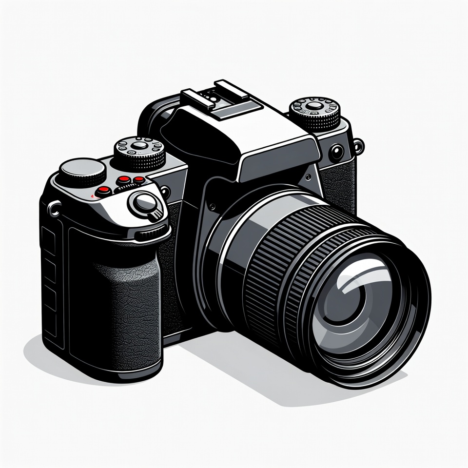 Black DSLR Camera Illustration Black DSLR Camera Illustration