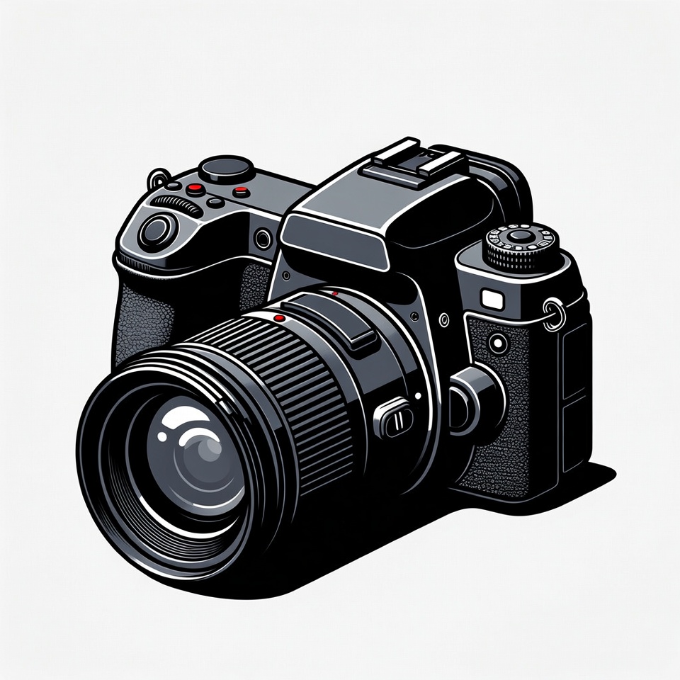 Black DSLR Camera Illustration Black DSLR Camera Illustration