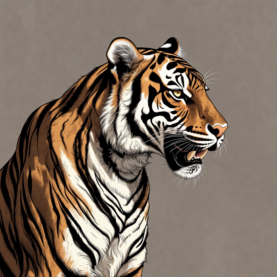 Roaring tiger illustration Roaring tiger illustration
