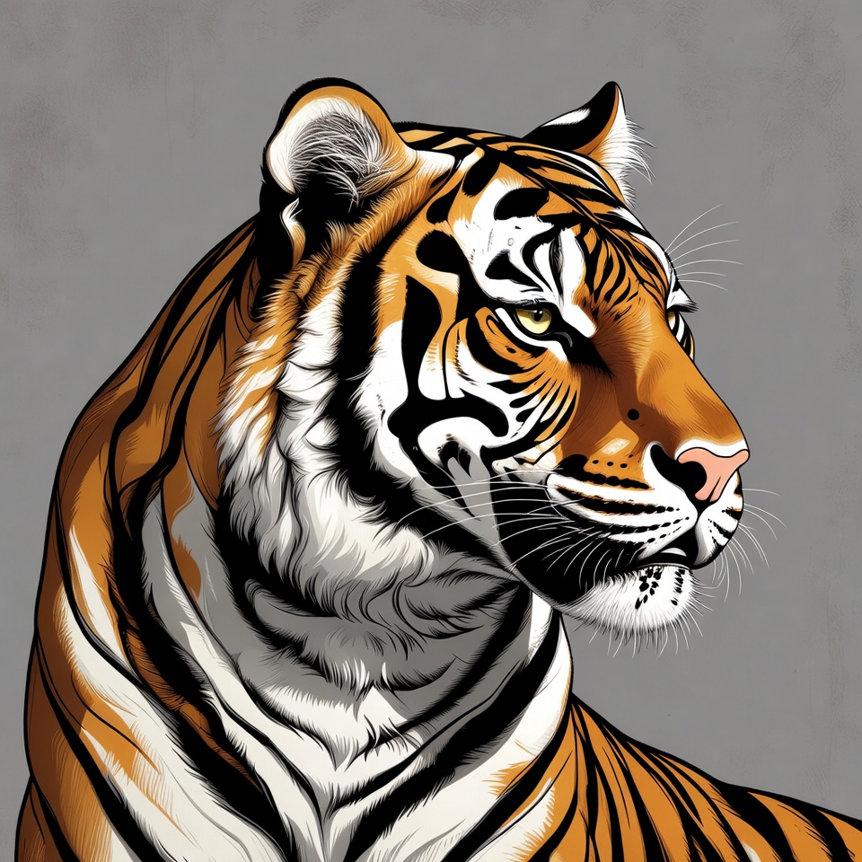 Tiger head profile illustration Tiger head profile illustration