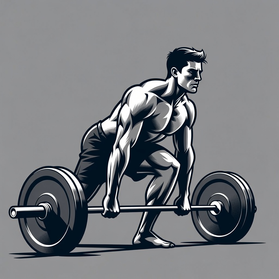 Muscular man deadlifting barbell Muscular man deadlifting barbell