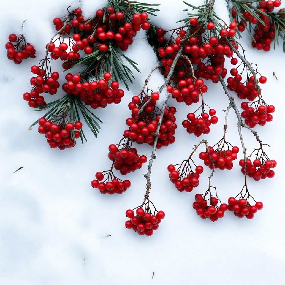 Red Berries on Snowy Branches Red Berries on Snowy Branches