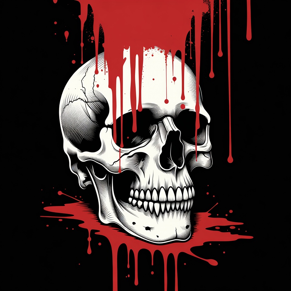 Skull with dripping red blood Skull with dripping red blood
