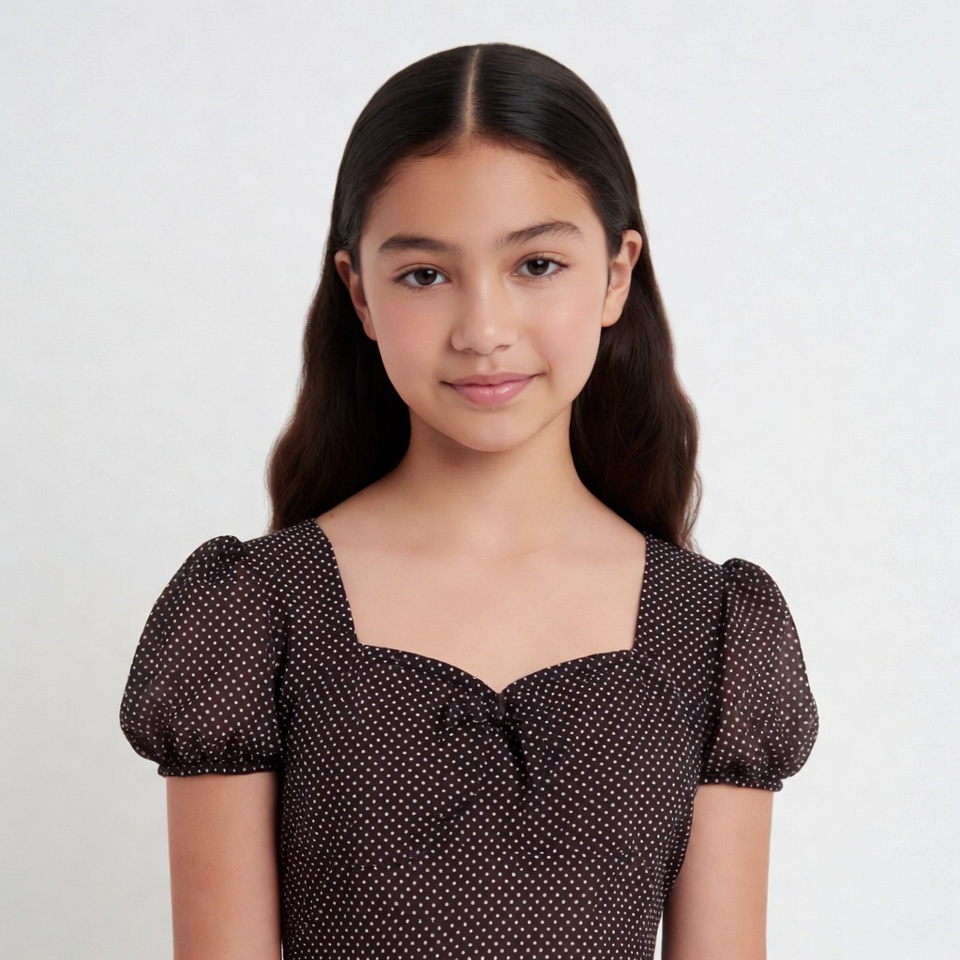 Asian girl in polka dot dress Asian girl in polka dot dress