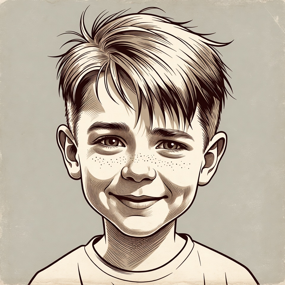 Smiling boy with freckles illustration Smiling boy with freckles illustration