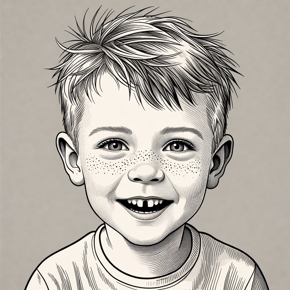 Smiling boy with freckles illustration Smiling boy with freckles illustration